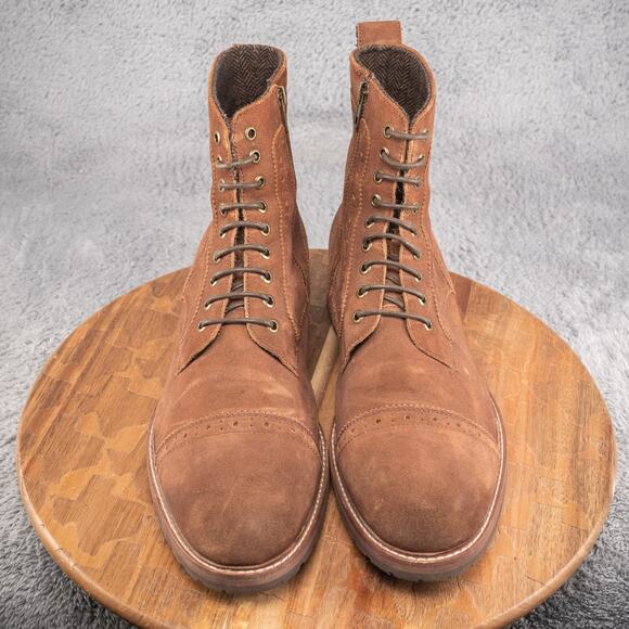 Aston Grey Brown Kongal Lace-Up Cap-Toe Boots Mens Size 13 - Picture 2 of 9